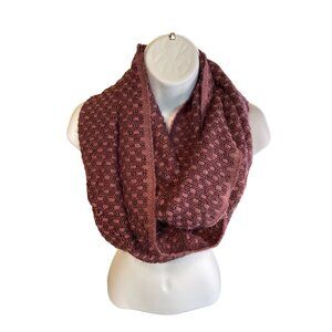 Lands End Infinity Scarf Purple Check Textured Wool Blend Cozycore Boho Festival